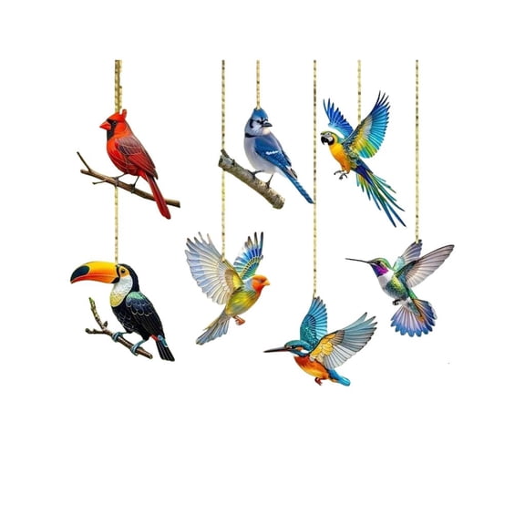 Giaone Colorful Birds Garden Hanging Decoration Set Suncatchers Car Mirror Ornaments