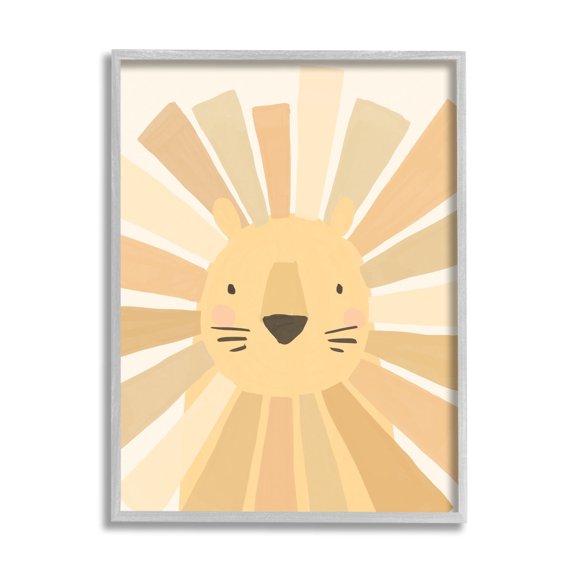 Stupell Industries Lion Quirky Striped Mane Soft Yellow Portrait Framed Wall Art, 11 x 14, Design by Heather McLaughlin