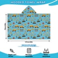 thumbnail image 2 of Cartoon Construction Vehicles Barriers Light Blue Pattern Hooded Bath Towel，50"x30" for Ages 3 To 12 Kids, Quick Dry Lightweight Soft Microfiber Hood Beach Towel Cover Up for Kids, 2 of 7