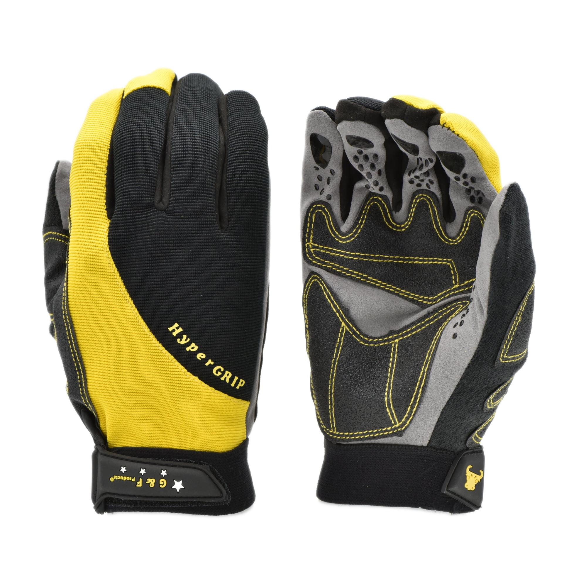 M Boss Motorcycle Apparel BOS37548 Mens Yellow and Black Full Grain Deerskin Gloves 