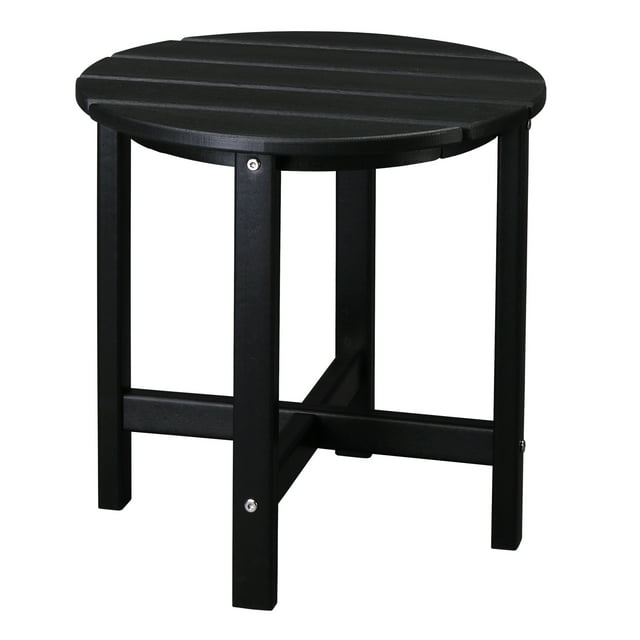 Ktaxon 18 in HDPE Plastic Round Side Table Adirondack Table Round End Coffee Table for Indoor and Outdoor, Black