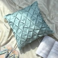 thumbnail image 6 of Toss Pillow Cover, Blue 14"x14" (35x35 cm) Cushion Cover, Satin Textured & Pintucks Throw Pillow Cover&nbsp;For Sofa, Solid Color Pattern Modern Style - Sea Crunch, 6 of 12