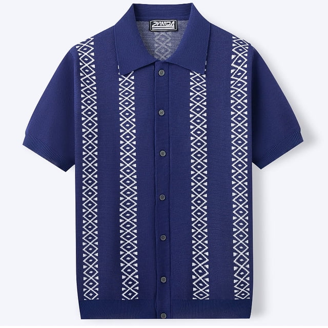 Blusa y camisa de cuello vuelto de manga corta Camisa de punto de moda para hombre de manga corta Cárdigan informal con botones para hombre Top/camisa de solapa de manga corta Tops para hombre
