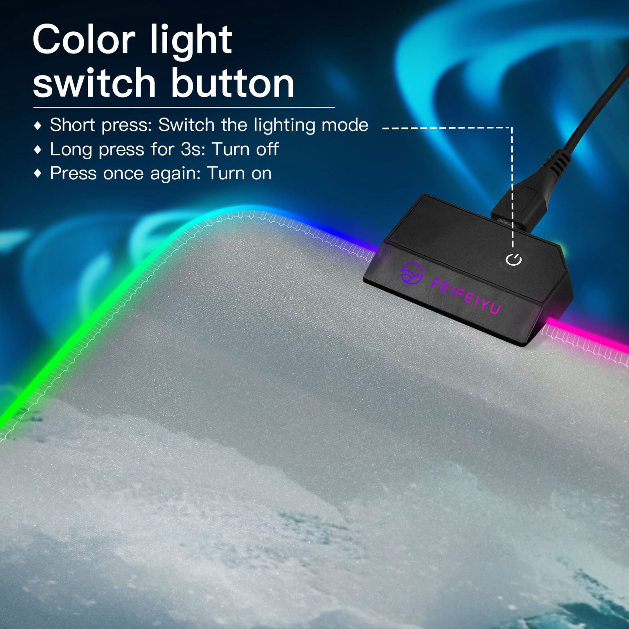 Large RGB Gaming Mouse Pad Led Glowing Mousepad Non-Slip Rubber Base 13 Light Modes 31.5x11.8 Sea Wave