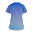 thumbnail image 4 of Rciityk Womens Scrub Tops Summer Causal Gradient Print Nursing Uniform Stretch V Neck Short Sleeve Workwear Blouse with Pockets Blue L, 4 of 5