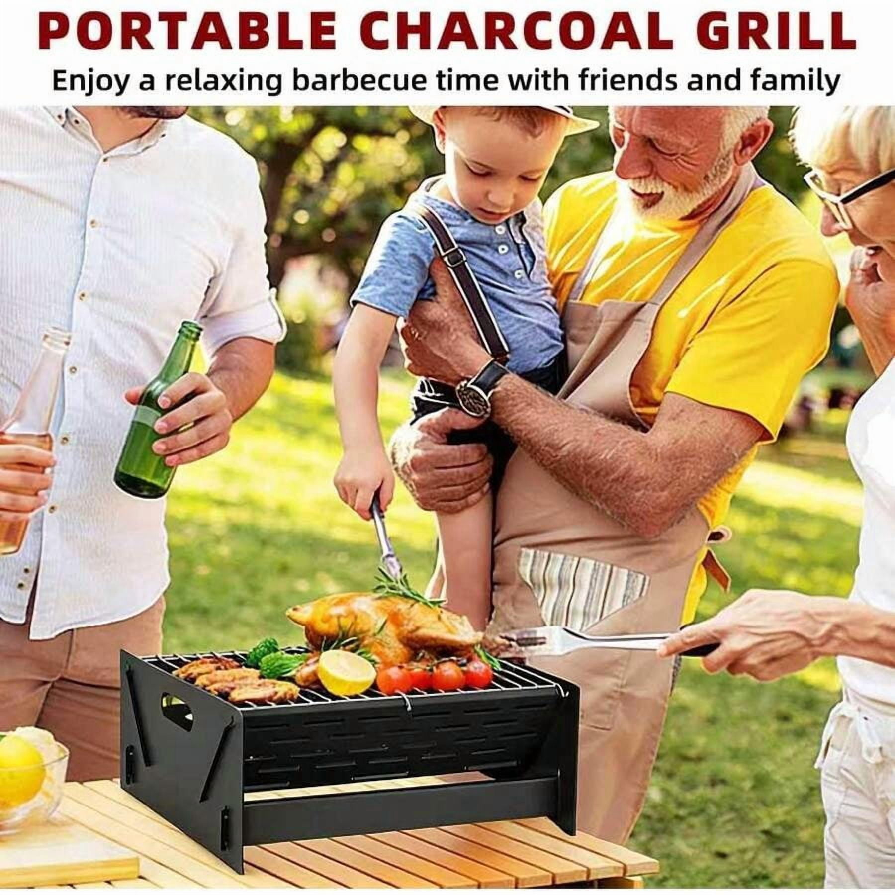 Portable Charcoal Grill, Folding Camping Campfire Grill With Carry Bag, Heavy Duty BBQ Grill Fire Pit For Outdoor Cooking, Camping, Picnic, Patio, Backyard By XX