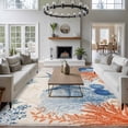 thumbnail image 4 of Summer Ocean Washable Living Room Rugs 6'x9', Vintage Nautical Sea Orange Blue Starfish Coral Seashell Low Pile Throw Large Area Rug Non-Slip Sturdy Edge Binding Carpet for Dining Room Kitchen Office, 4 of 9