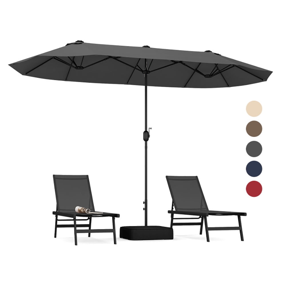 Aimee Lii 13 Feet Double-Sided Patio Twin Table Umbrella with Crank Handle, Outdoor Umbrellas for Patio, Gray
