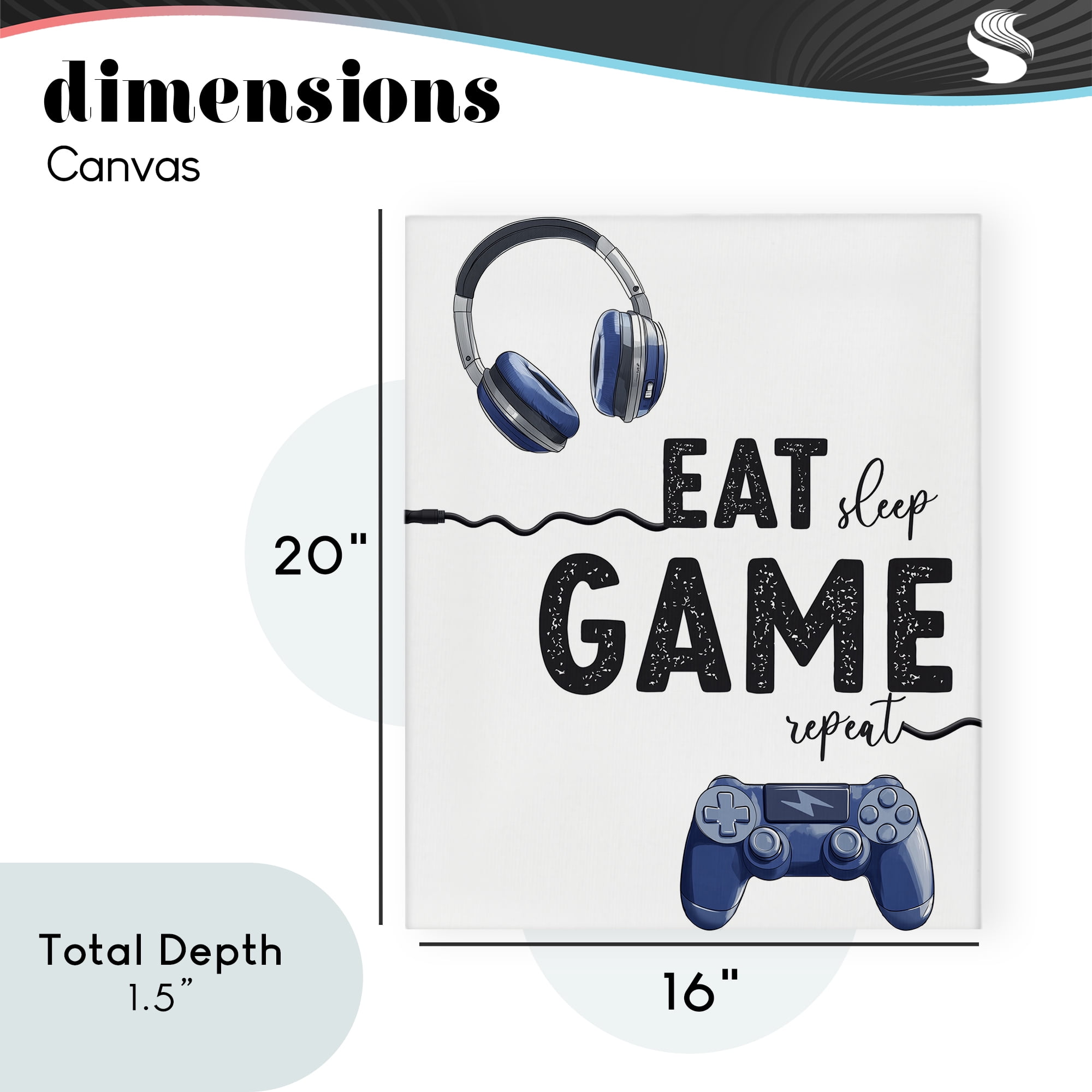 Eat Sleep Game Lifestyle Canvas Wall Art, design by Christine Simpson Art