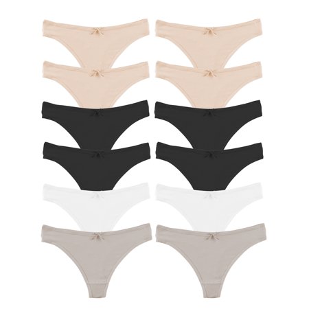 

Jo & Bette Cotton Thong Underwear Womens Lingerie Panties Set 6 or 12 Pack