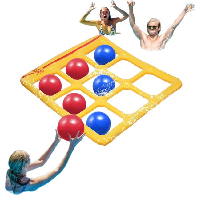 Juego de tres en raya CLLC, flotadores inflables para piscina, divertido juego de lanzamiento de agua, juguetes flotantes para piscina y jardín, para adultos, fiestas en interiores y exteriores, jue