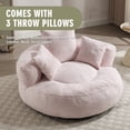 thumbnail image 3 of MOONMISS Chenille High Back Lazy Boy Sofa with Throw Pillows for Adults and Children, Indoor Outdoor, Pink, 3 of 5