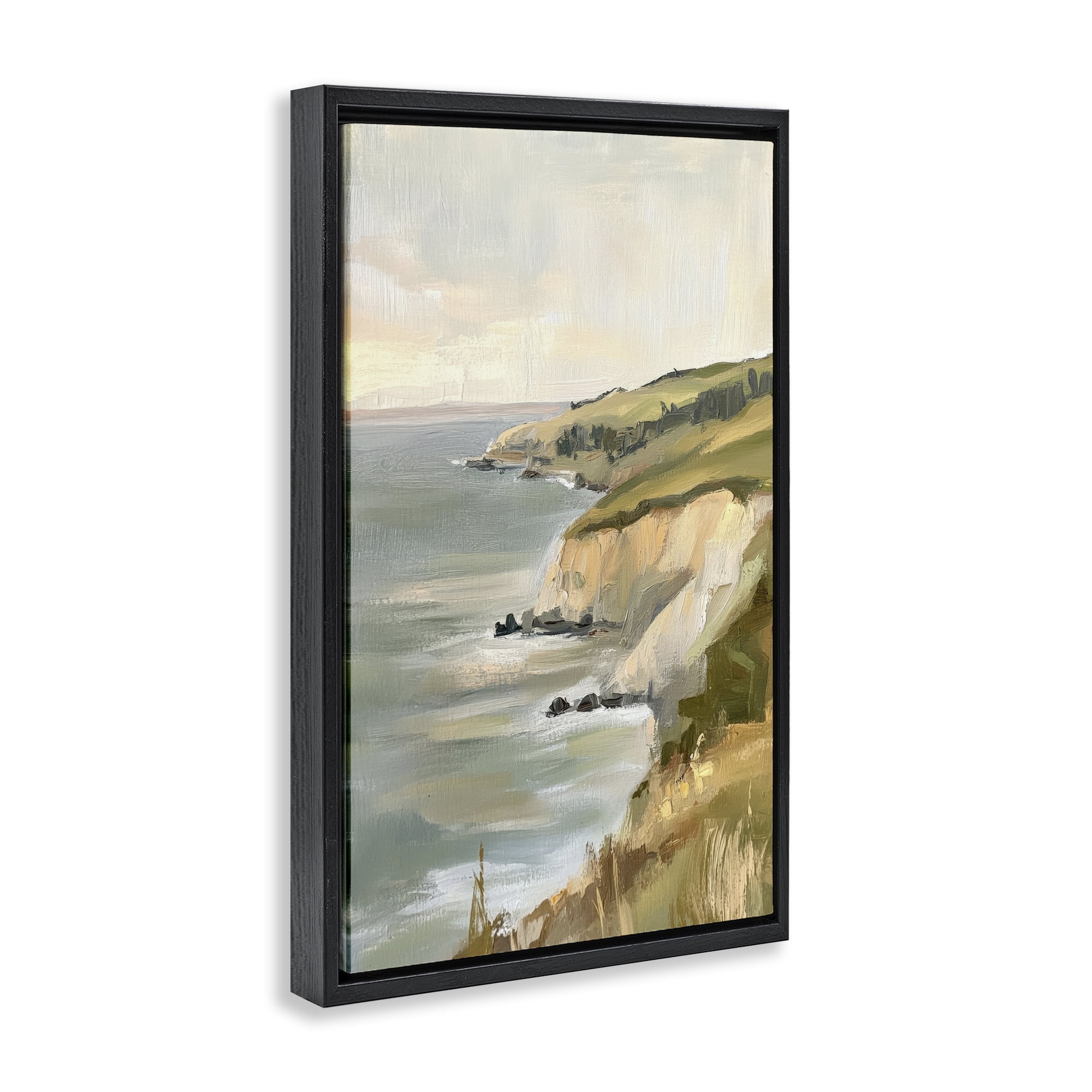 Stupell Industries Cliffs Off The Sea Black Framed Floater Canvas Wall Art, design by Petal Prints Design