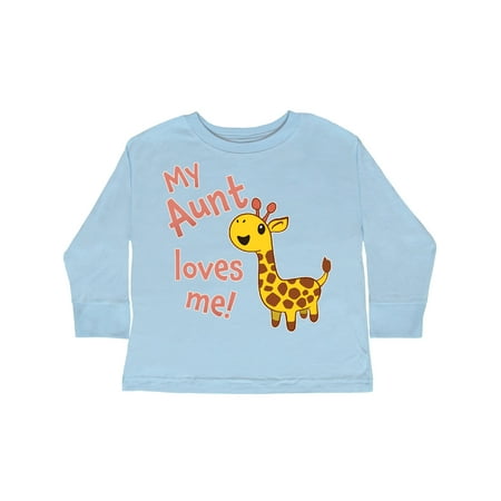 

Inktastic My Aunt Loves me- cute giraffe Gift Toddler Boy or Toddler Girl Long Sleeve T-Shirt