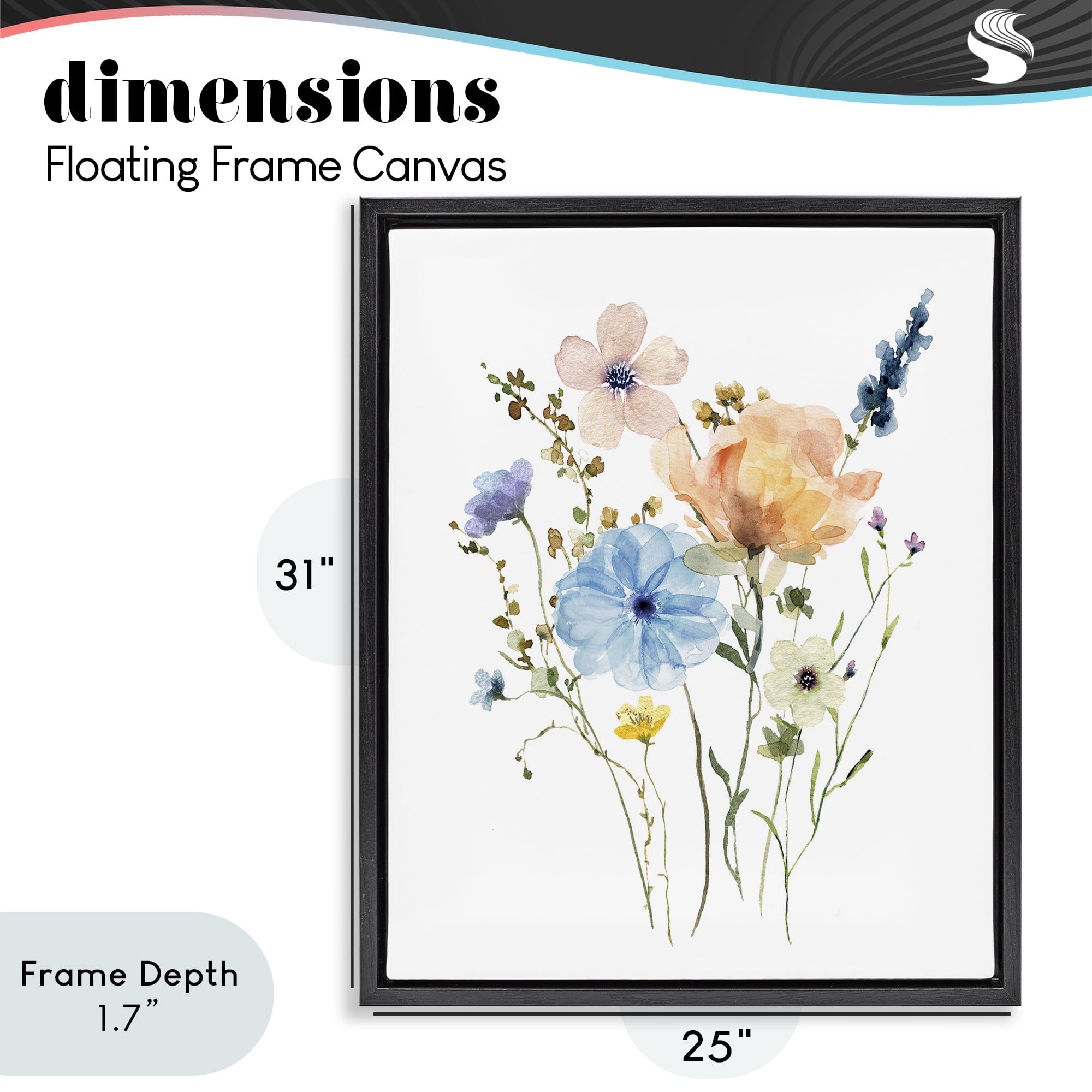 Stupell Industries Wildflower Sprig Bundle Black Framed Floater Canvas Wall Art, design by Livi Finn