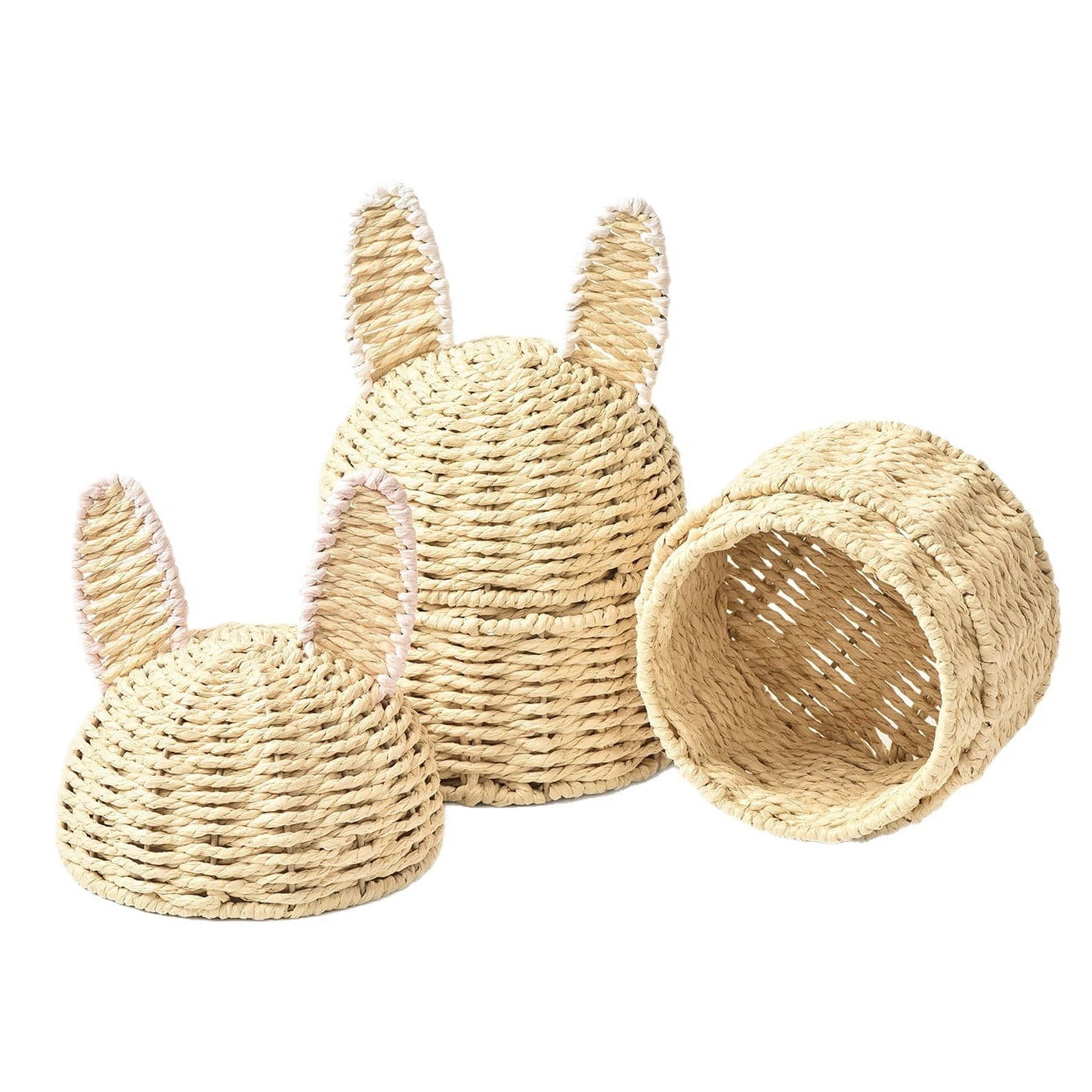 fsxdhpcsgfc Hand Woven Rabbit Ear Storage Easter Egg Storage Paper Rope Material Storage Divided Lunch Containers for Adults Glass Meal Prep Containers with Lids Fridge Organizers And Storage Clear