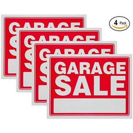 Garage Sale Sign Red Yard Sales Street Signs by Ram-Pro - 9 x 12 inch Plastic Banner Labels for Winter, Christmas, Black Friday, Holiday Sale Events (Pack of