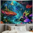 thumbnail image 2 of BCIIG   Forest Mushroom Tapestry for Bedroom Fantasy Butterfly Elf Fairy Wall Hanging UV Reactive Forest Decor Wall Tapestry Aesthetics for Living Room Dorm Office 60x50inch, 2 of 6