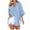 Light Blue, variant on Utoimkio Women's Tie Side Button Down Shirts Loose Dress Shirt 3/4 Sleeve V Neck Solid Color Blouses Casual Vacation Tunic Tops for Women