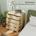 thumbnail image 3 of HOMCOM Fluted Dresser for Bedroom with 4 Drawers, Chest of Drawers with Gold Finger Pulls and 4 Wood Legs, Natural Wood, 3 of 9