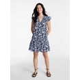 thumbnail image 3 of Time and Tru Women's Double Cloth Mini Dress with Flutter Sleeves, Sizes XS-XXXL, 3 of 6