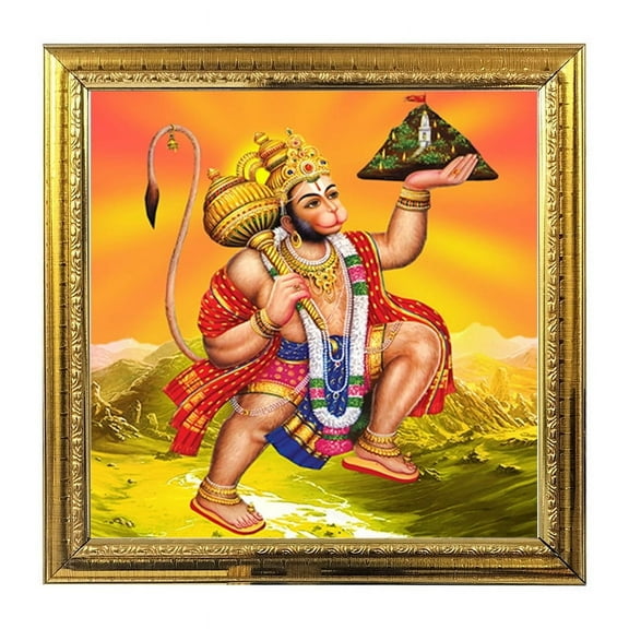 Lord Hanuman God Idol Photo Frame for Pooja Hindu Bhagwan Devi Devta Wall Decor Puja Temple Photo Frame 5.4 in