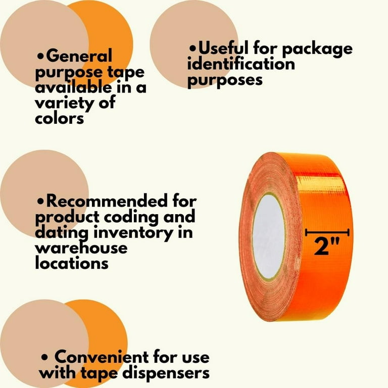 6 Colored Packing Tape, Moving Tape, 2 Inch x 110 Yards, 2.0 Mil Thick, (6  Rolls red,Yellow,Green,Orange,Blue,Black) Heavy Duty Carton Sealing Tape