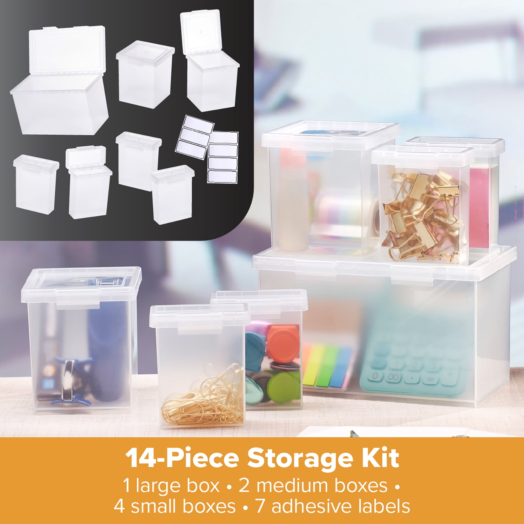 Bostitch Konnect, Nest Box, Small, Medium & Large Containers, Plastic, Stackable, Bundle, Clear, 7 Count