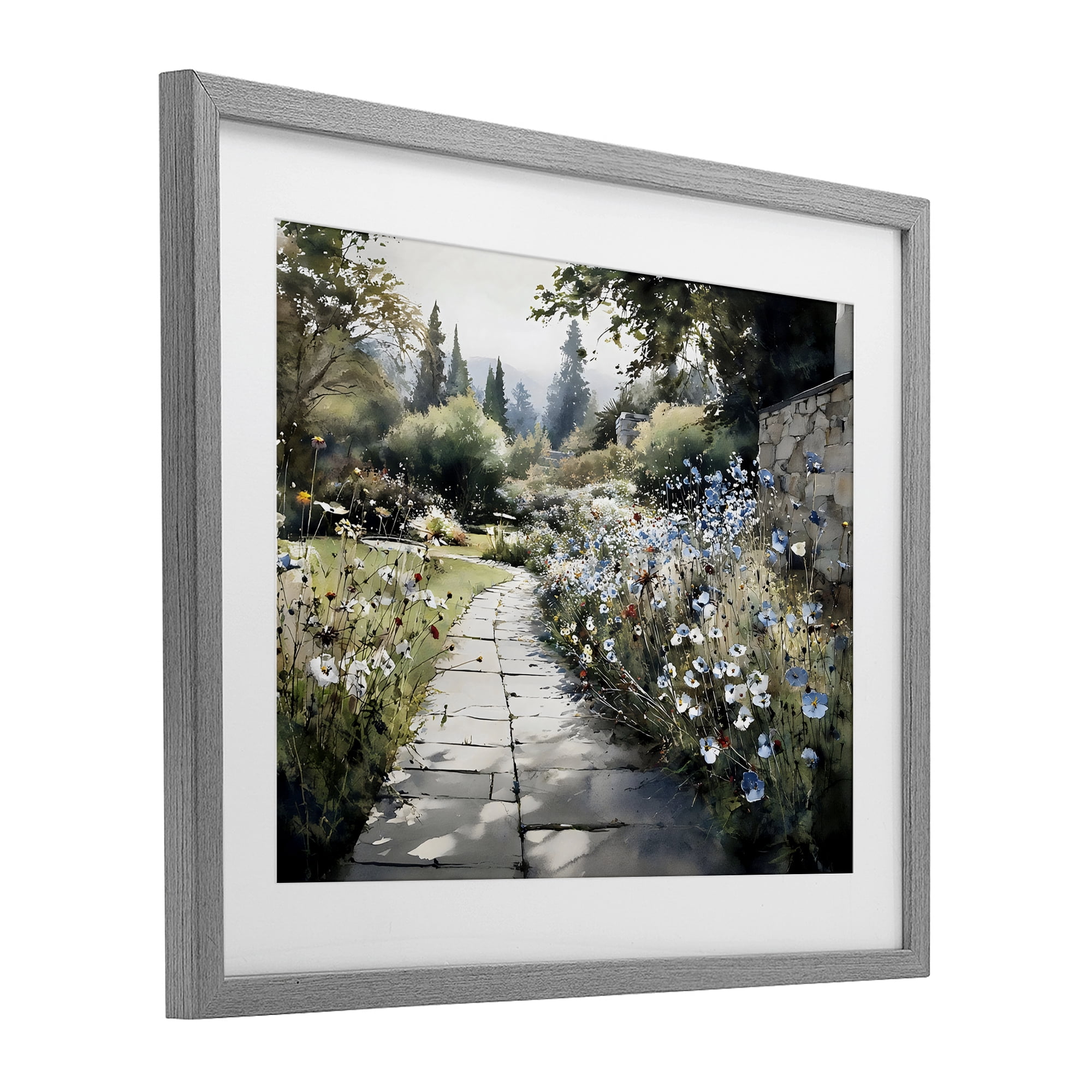 Stupell Industries Garden Pathway in Summer Light Gray Framed Print Under Glass, design by Franklyn Gregory