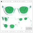thumbnail image 2 of Cute Retro Super Thick Bevel Horn Rim Round Nerdy Hipster Sunglasses Green Clear - Green, 2 of 8