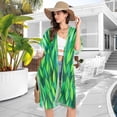 thumbnail image 5 of Bright Green Leaves Women's Swimwear Cover Up Summer Cardigan Beach Pool Cover Up Loose for Swimsuits Casual Wear, 5 of 7