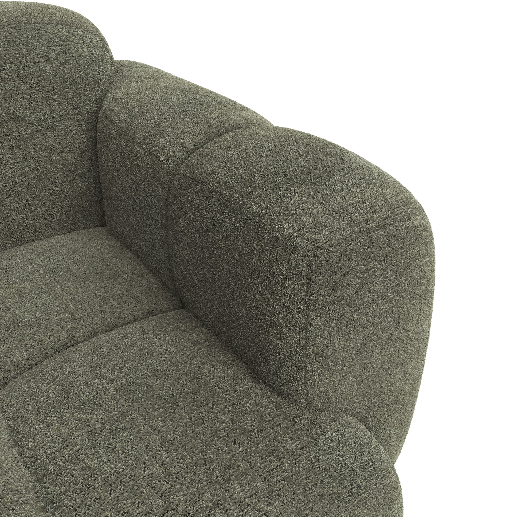 Christopher Knight Home 91" L-Shaped Sectional Sofa with Ottoman, Cushion Block Design, Olive Green