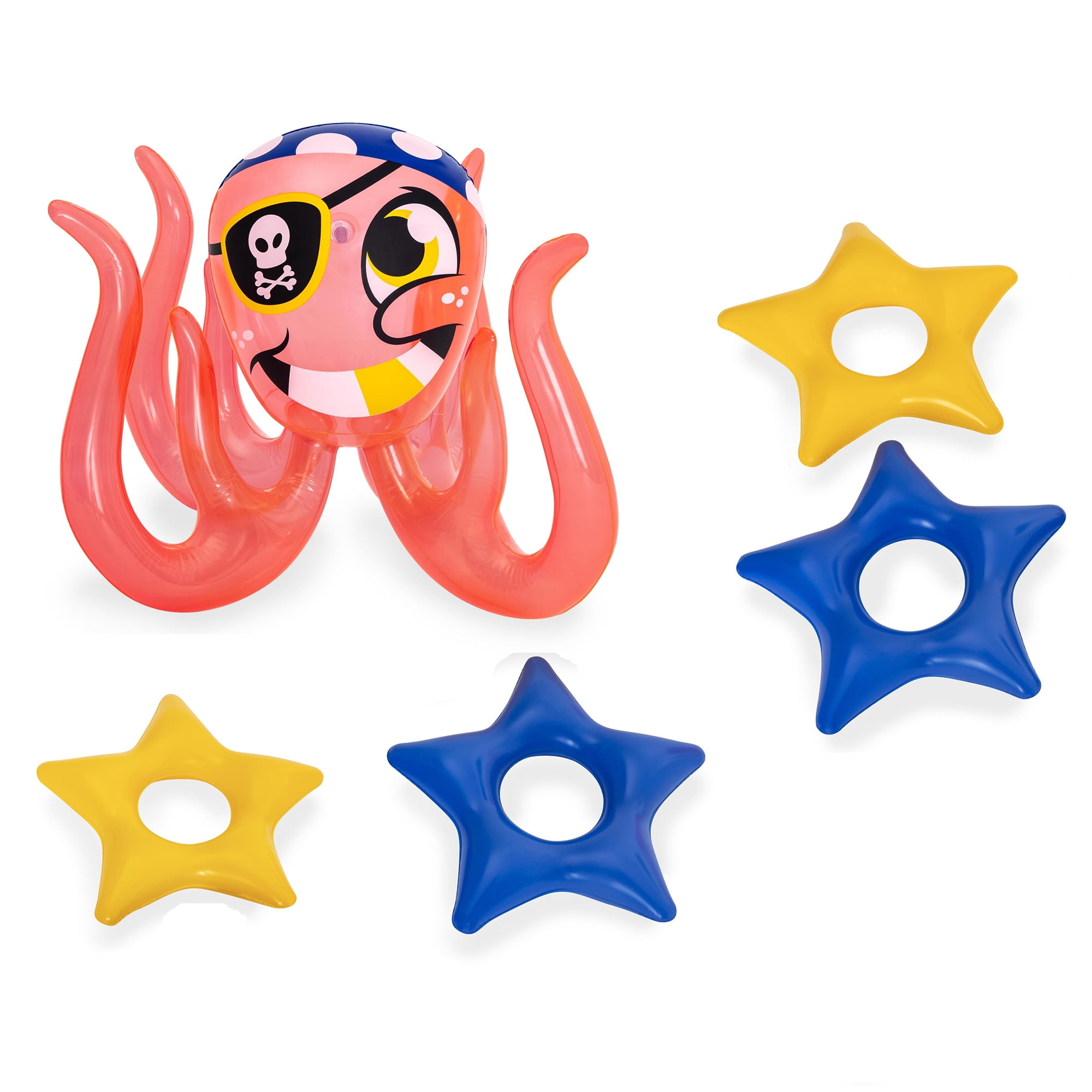 H2OGO! Ships Ahoy Pool Play Center - 55" x 51" x 41" - Bestway, Kids Inflatable Water Play Set, Includes Inflatable Octopus, Compass & 4 Rings, Kids Pirate Themed Pool, 22 Gallon Capacity, Ages 2+