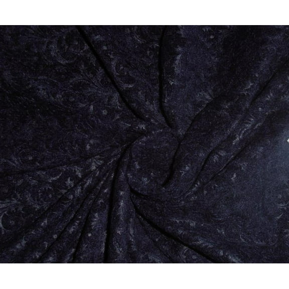 Devore Embossed Viscose Micro Velvet Navy blue color fabric 44" wide [7870]