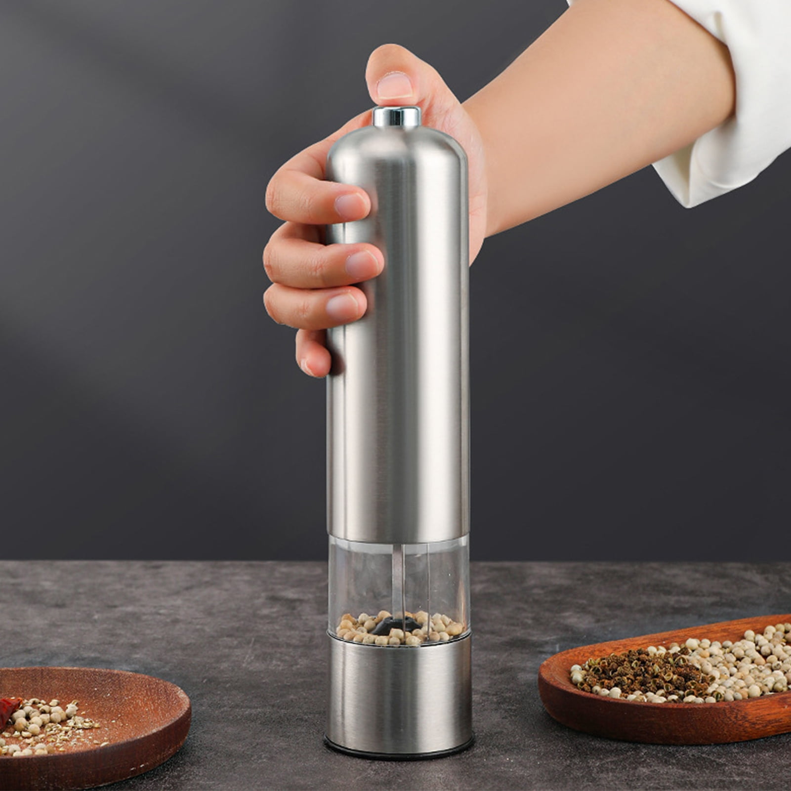 sunsanly Pepper Grinder Battery Powered Electric Salt Grinder Adjustable Coarseness Pepper Mill for Home Kitchen