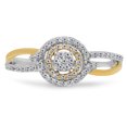 thumbnail image 3 of 0.35 Carat (ctw) 10K White & Yellow Gold Two Tone Round Diamond Ladies Swirl Split Shank Bridal Cluster Engagement Ring, 3 of 4