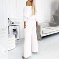 thumbnail image 5 of YUGYXL Womens Sweatsuits Sets Long Sleeve Crewneck Top Wide Leg Pants Two Piece Outfits White XL, 5 of 7