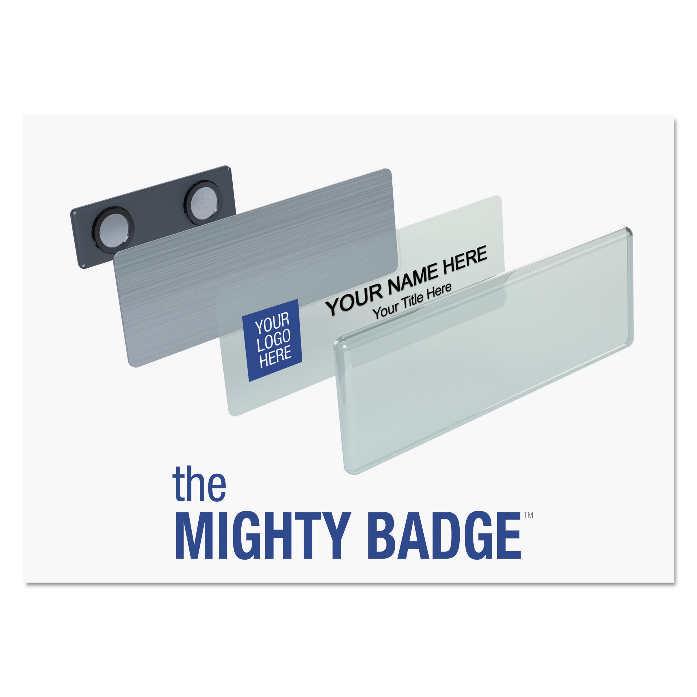 The Mighty Badge Name Badge Kit, Laser Inserts, 1 x 3, Gold, 10 Kits