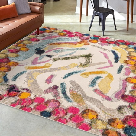 Unique Loom Vivid Collection Area Rug - Jaipur (9 10 Square Multi/Black)
