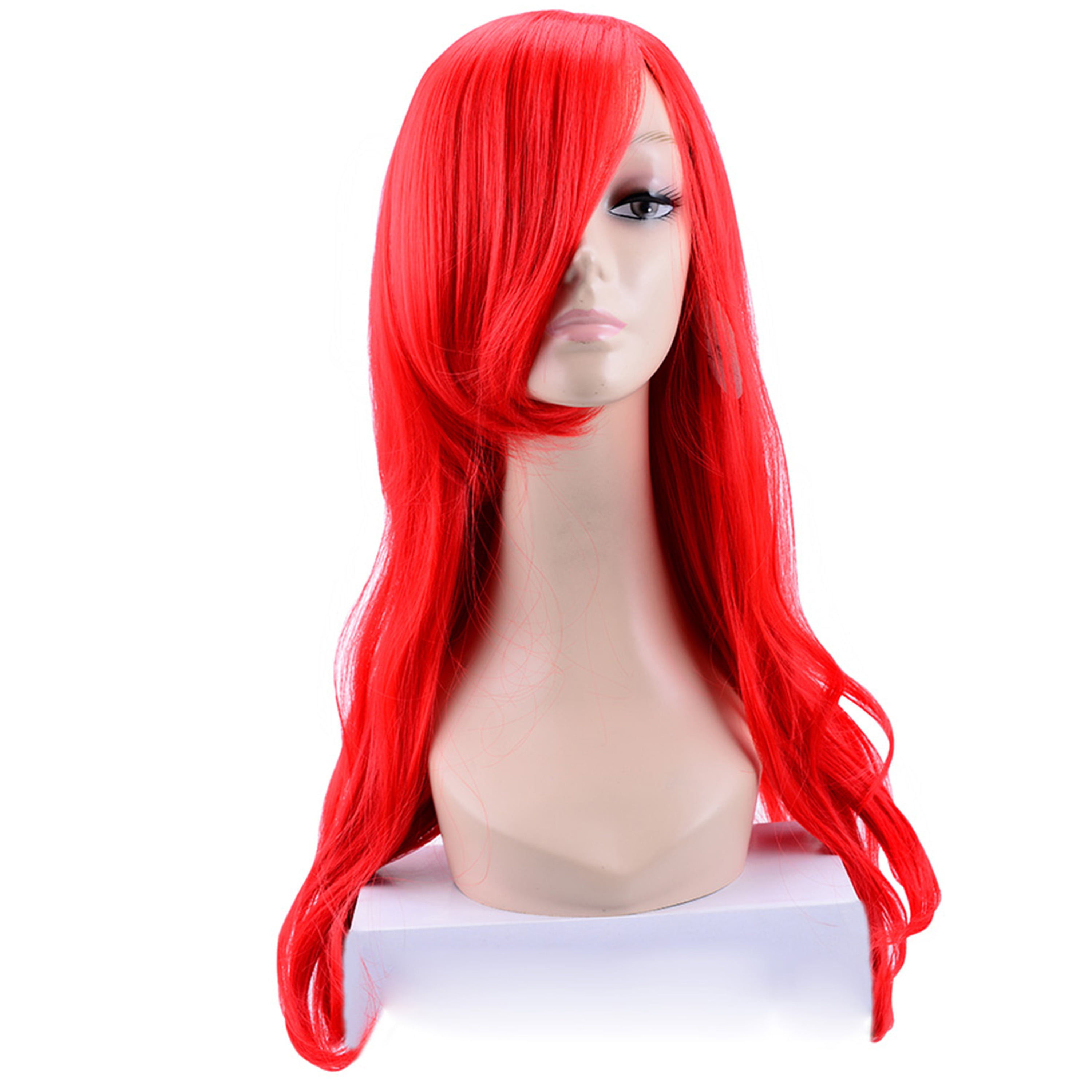 Cosplay Wigs Long Curly Wavy Hair Resistant Wig for Cosplay Party Costume Women Girl Long Curly Synthetic Wig Lace Front Human Hair Pre Plucked Red Micro Curl-24inches 