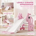 thumbnail image 4 of Qaba 3-in-1 Toddler Slide, Kids Slide with Climber, Basketball Hoop and Ball, Giraffe Shape Freestanding Playset for Indoor Kids 1-3 Years, Pink, 4 of 9