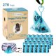 thumbnail image 1 of Pet waste bags, 1.5 mil, eco-friendly and biodegradable, dog poop bags, thickened and durable, blue, 18 rolls, 1.5 mil thick + patterned gray dispenser + hands-free clip basket., 1 of 4