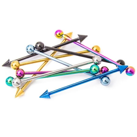 - 10 Industrial Piercing Barbells - Anodized Titanium Piercing Bars - 14G 1.5