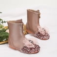 thumbnail image 2 of Felwors Children Shoes Flat Mid Length Boots Fashionable Crystal Sequined Princess Leather Boots, 2 of 5