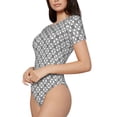 thumbnail image 2 of Naloa Gray Plaid Women's Short-Sleeved Onesie, One-Piece Swimsuit for Parties, dates, clubs - Small, 2 of 9