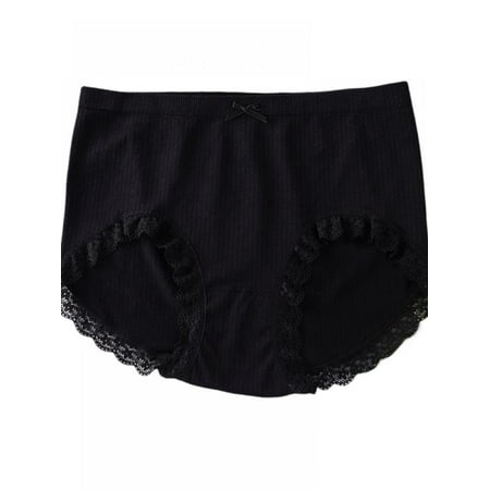 

Womens Ribbed Panties Plus Size Lace Trim Underwear Middle Waist Panties Seamless Hipster Breathable Soft Stretch Panty Full Coverage Underpants