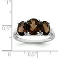 thumbnail image 2 of 925 Sterling Silver Rhodium 3-Stone Smoky Quartz and Diamondond Ring Size 7, 2 of 5