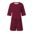 thumbnail image 5 of CAIVO Women Soft And Breathable Pajama Comfortable Sleepwear With Stylish Striped Design Loose Fit Shorts Two Piece Tops With Bottoms Relaxed Fit Homewear, 5 of 5