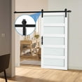 thumbnail image 3 of Dextrus 36"x 84" Sliding Barn Door, Single Track Sliding Barn Door with Frosted Glass Panels, Hardware Kit and Handle for Interior & Exterior Use, White, 3 of 6