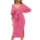 thumbnail image 2 of Vestido informal de mujer con cuello en V y espalda escotada: diseño elegante para todas las estaciones, lavable a máquina, tallas S-XL, largo 105-108 cm., 2 of 5
